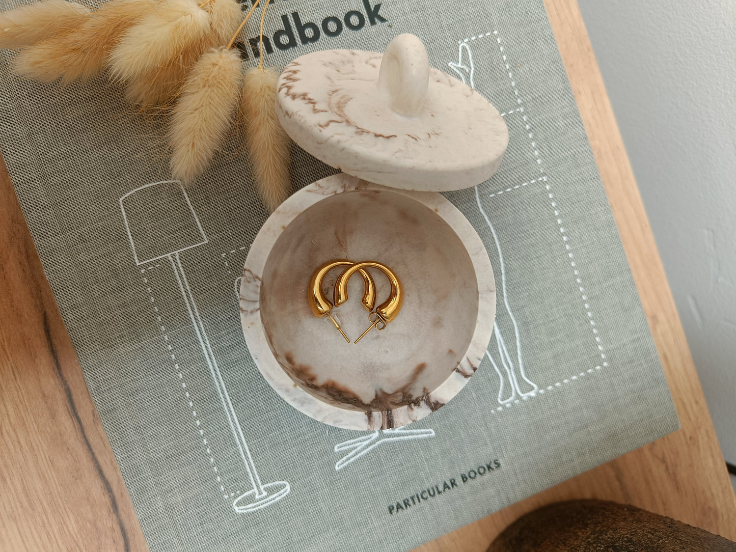 Beige Marble Mini Pot with Lid
