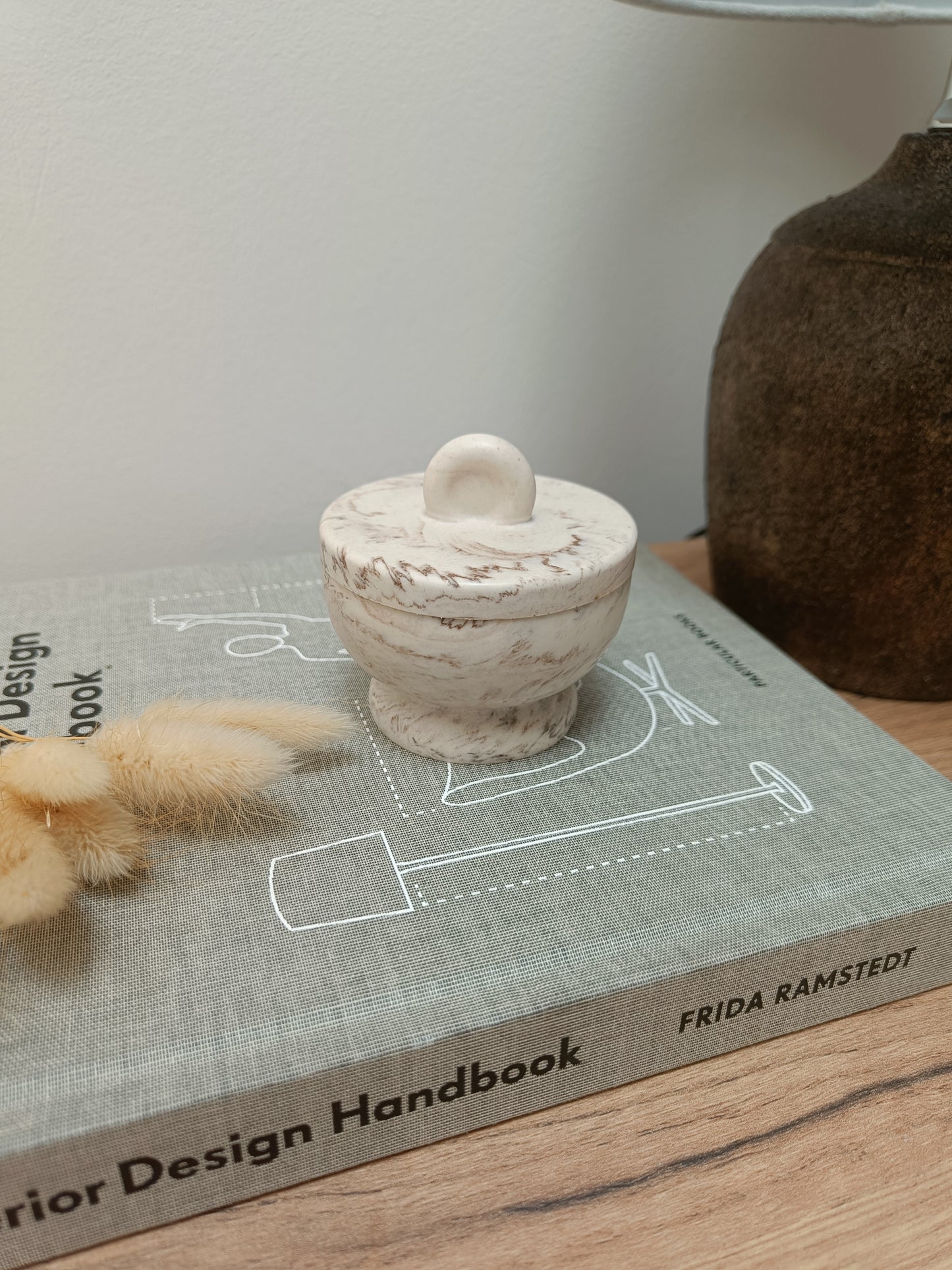 Beige Marble Mini Pot with Lid