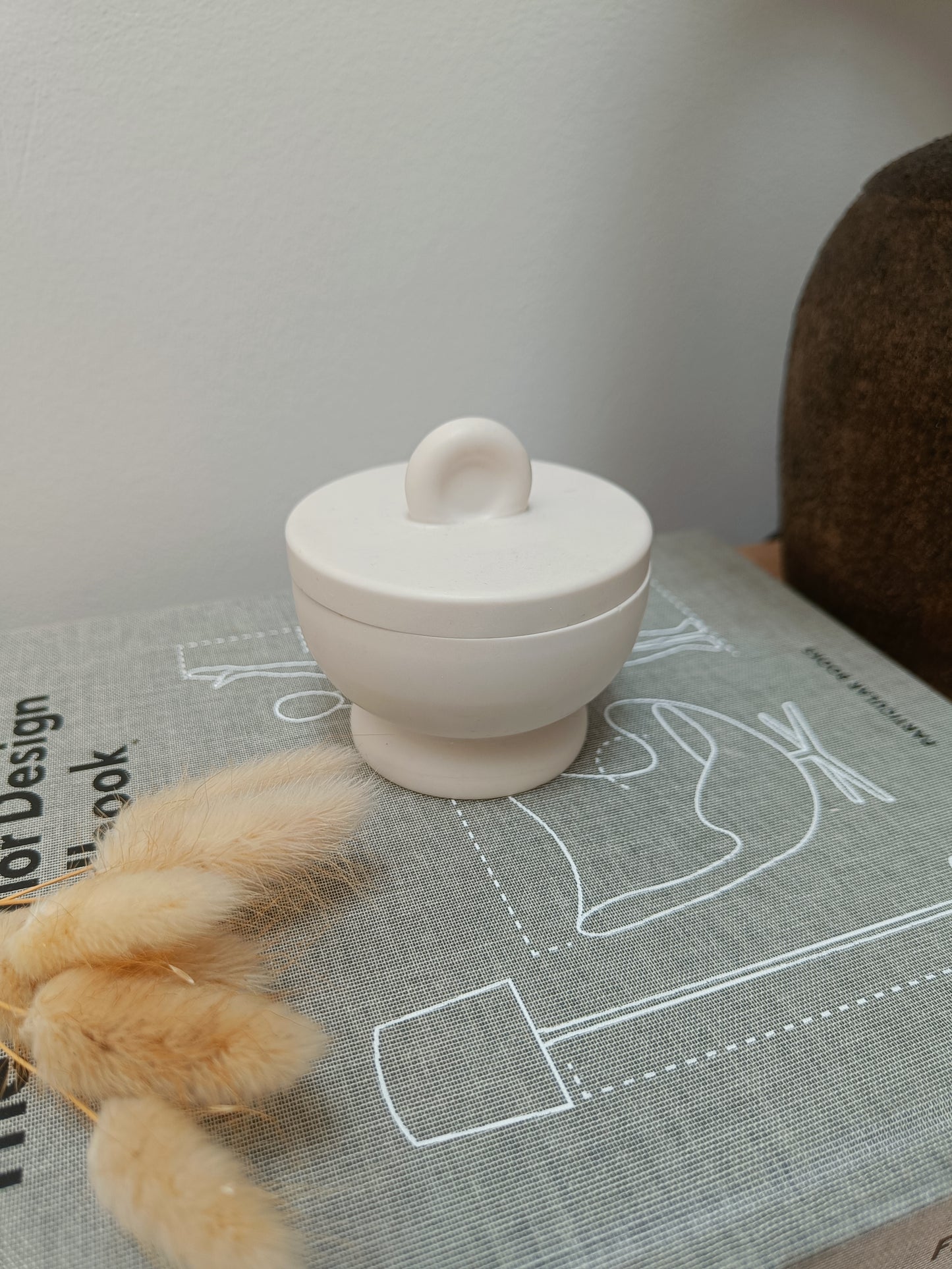 Beige Marble Mini Pot with Lid