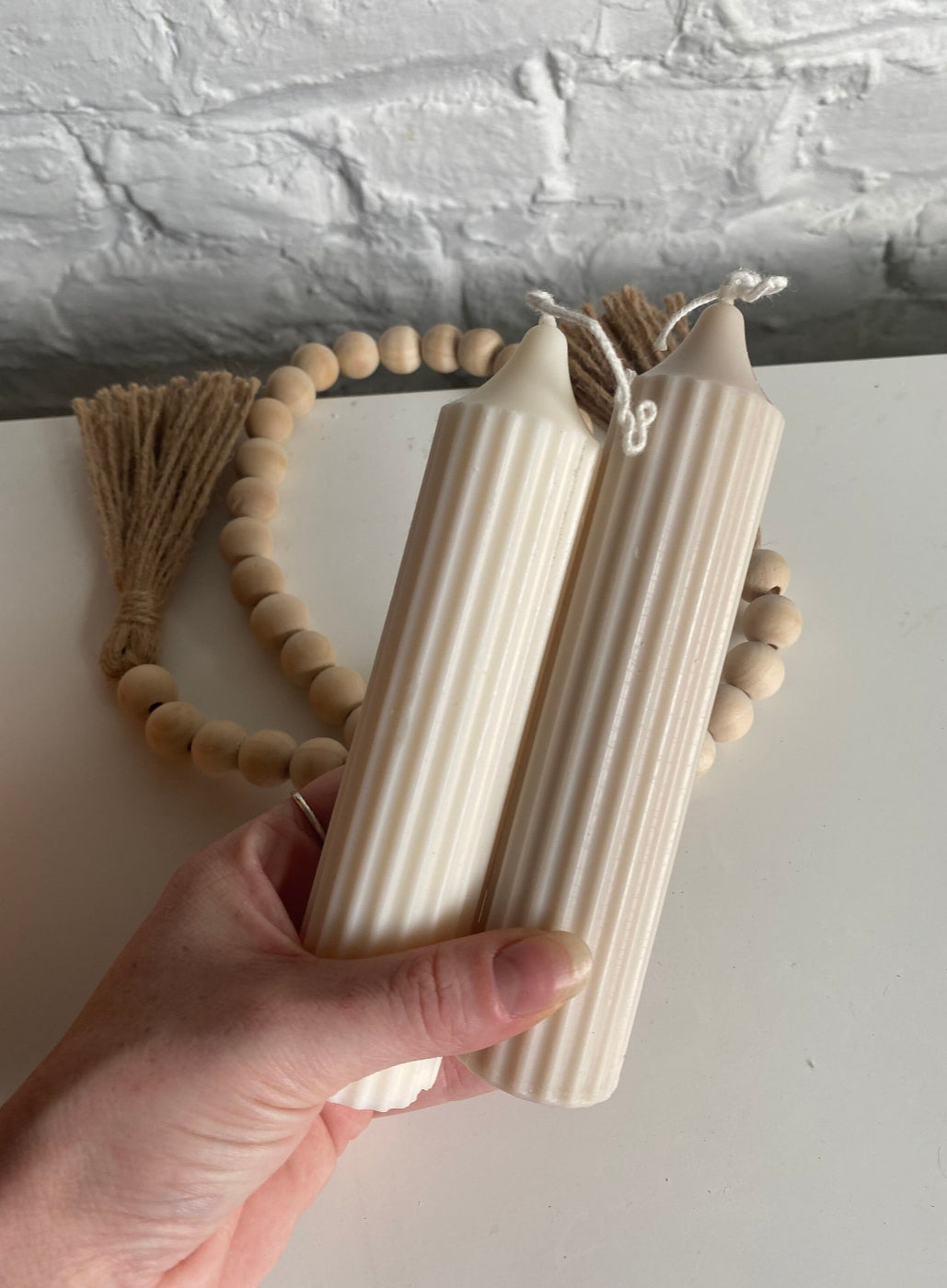 Long Ribbed Pillar Candles